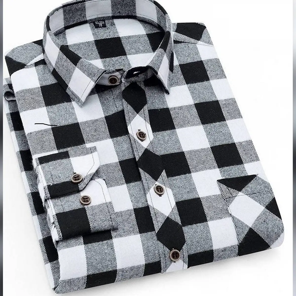 New Smart Looking Trendy Cotton Black & White Check Oxford Long Sleeve